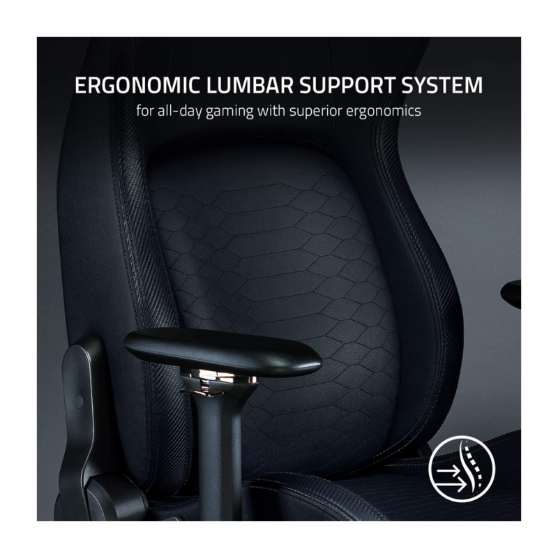 Razer Iskur Gaming Chair with Built-in Lumbar Support (Black) - Image 2