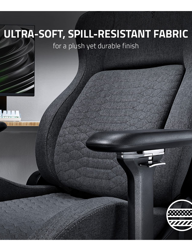 Razer Iskur XL Gaming Chair with Built-in Lumbar Support (Dark Grey Fabric) - Image 2