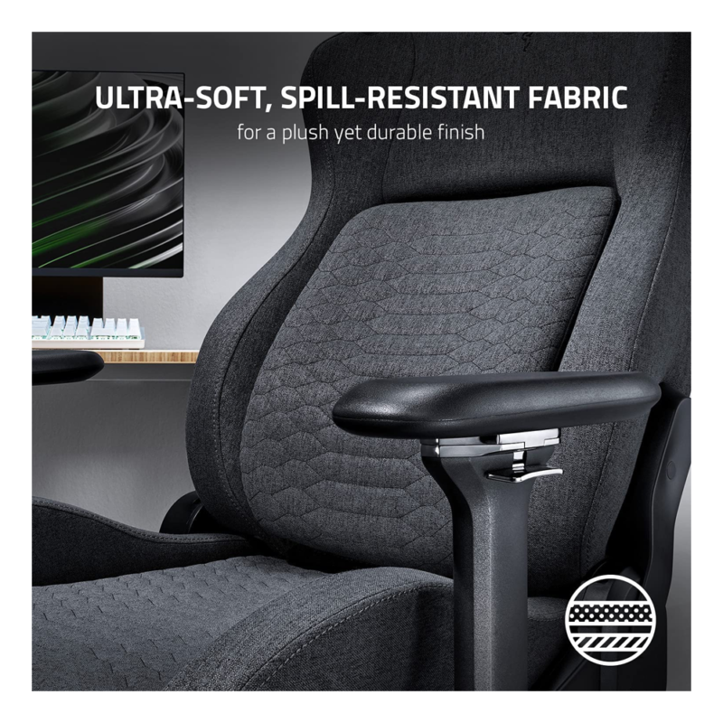 Razer Iskur XL Gaming Chair with Built-in Lumbar Support (Dark Grey Fabric) - image 2