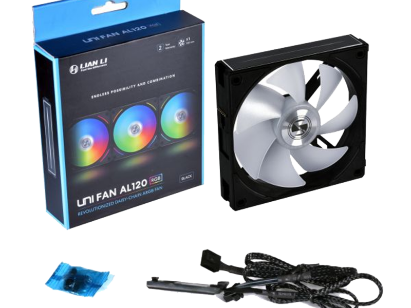 Lian Li Uni Fan AL 120 Single, aRGB PWM 120mm, 1900RPM, No Controller, (3pcs) Black Color