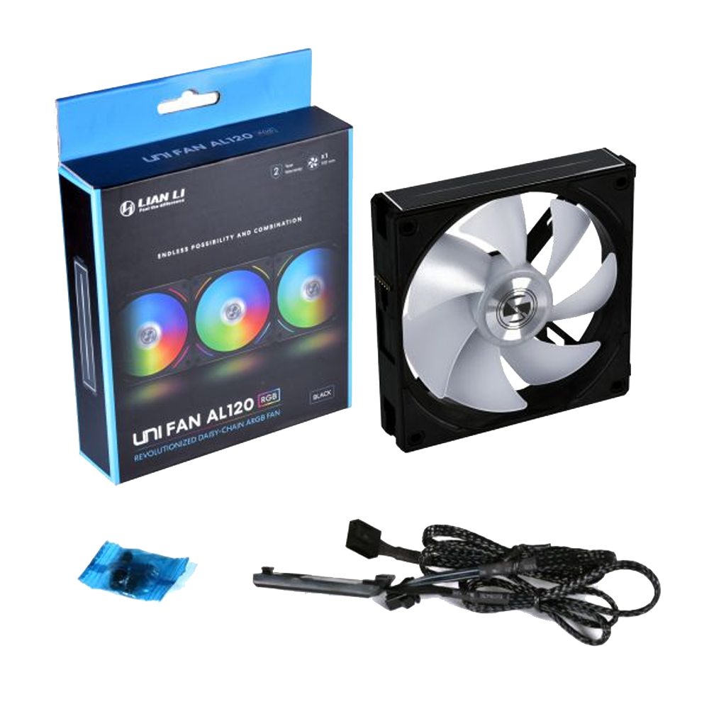 Lian Li Uni Fan AL 120 Single, aRGB PWM 120mm, 1900RPM, No Controller, (3pcs) Black Color