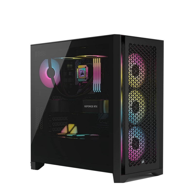 Corsair iCUE 4000D RGB Tempered Glass Mid-Tower ATX PC Smart Case - Black - Image 3