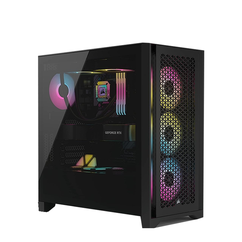 Corsair iCUE 4000D RGB Tempered Glass Mid-Tower ATX PC Smart Case - Black - Image 3