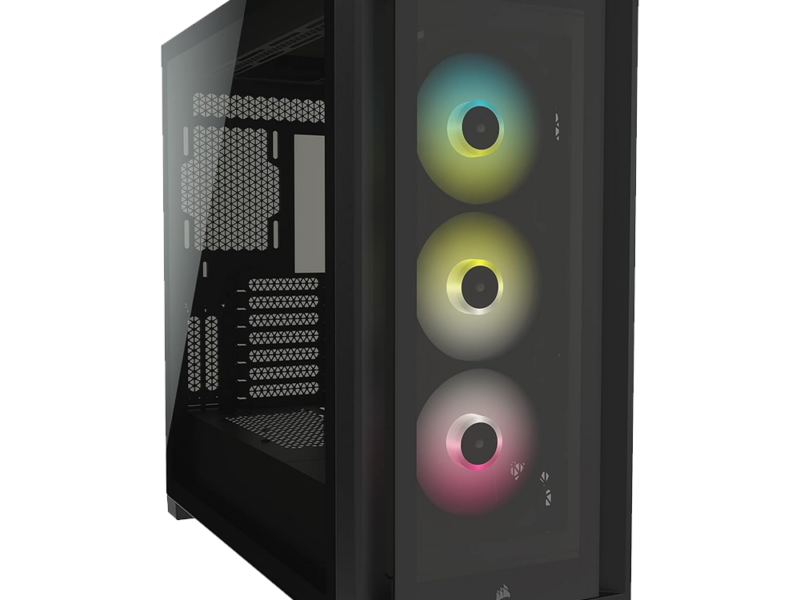 Corsair iCUE 5000X RGB Tempered Glass Mid-Tower ATX PC Smart Case – Black