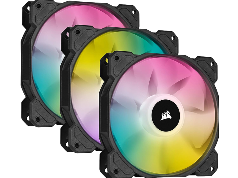 Corsair iCUE SP120 RGB ELITE Performance 120mm PWM Fan — Triple Pack with Lighting Node CORE