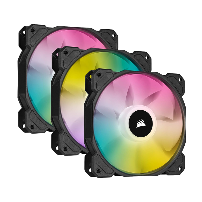Corsair iCUE SP120 RGB ELITE Performance 120mm PWM Fan — Triple Pack with Lighting Node CORE
