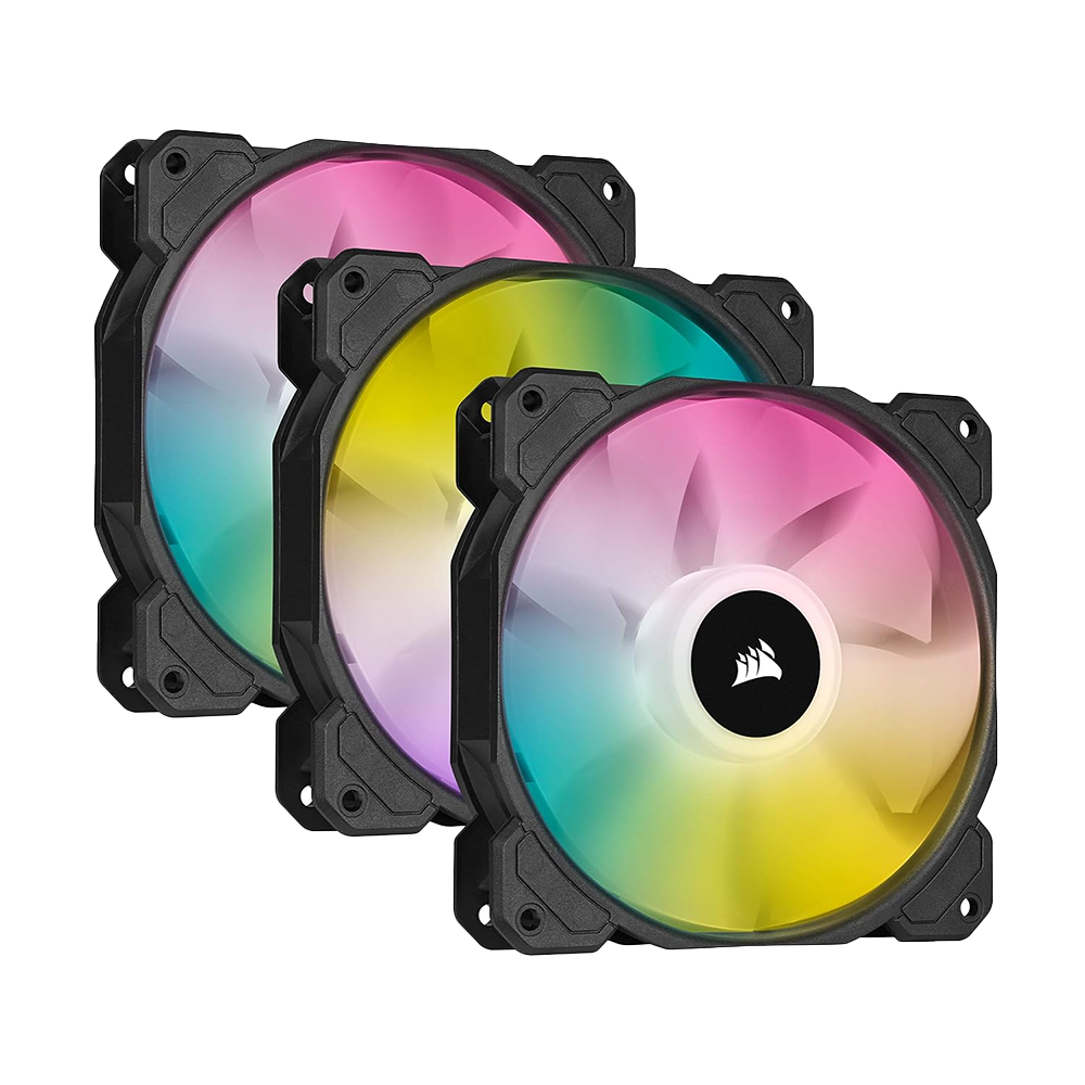 Corsair iCUE SP120 RGB ELITE Performance 120mm PWM Fan — Triple Pack with Lighting Node CORE