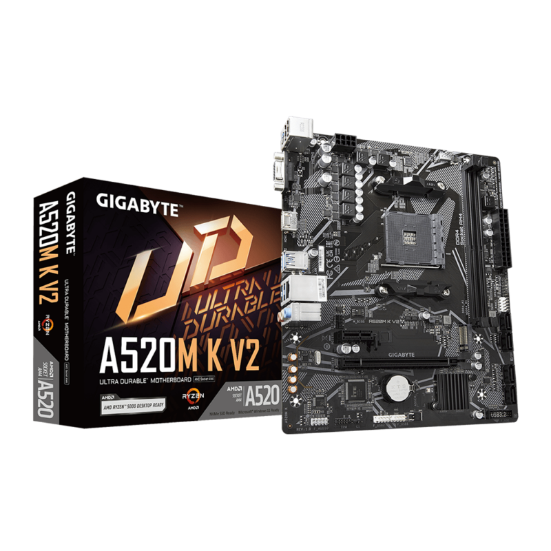 Gigabyte A520M K V2 (rev. 1.0), DDR4, AMD AM4 Motherboard