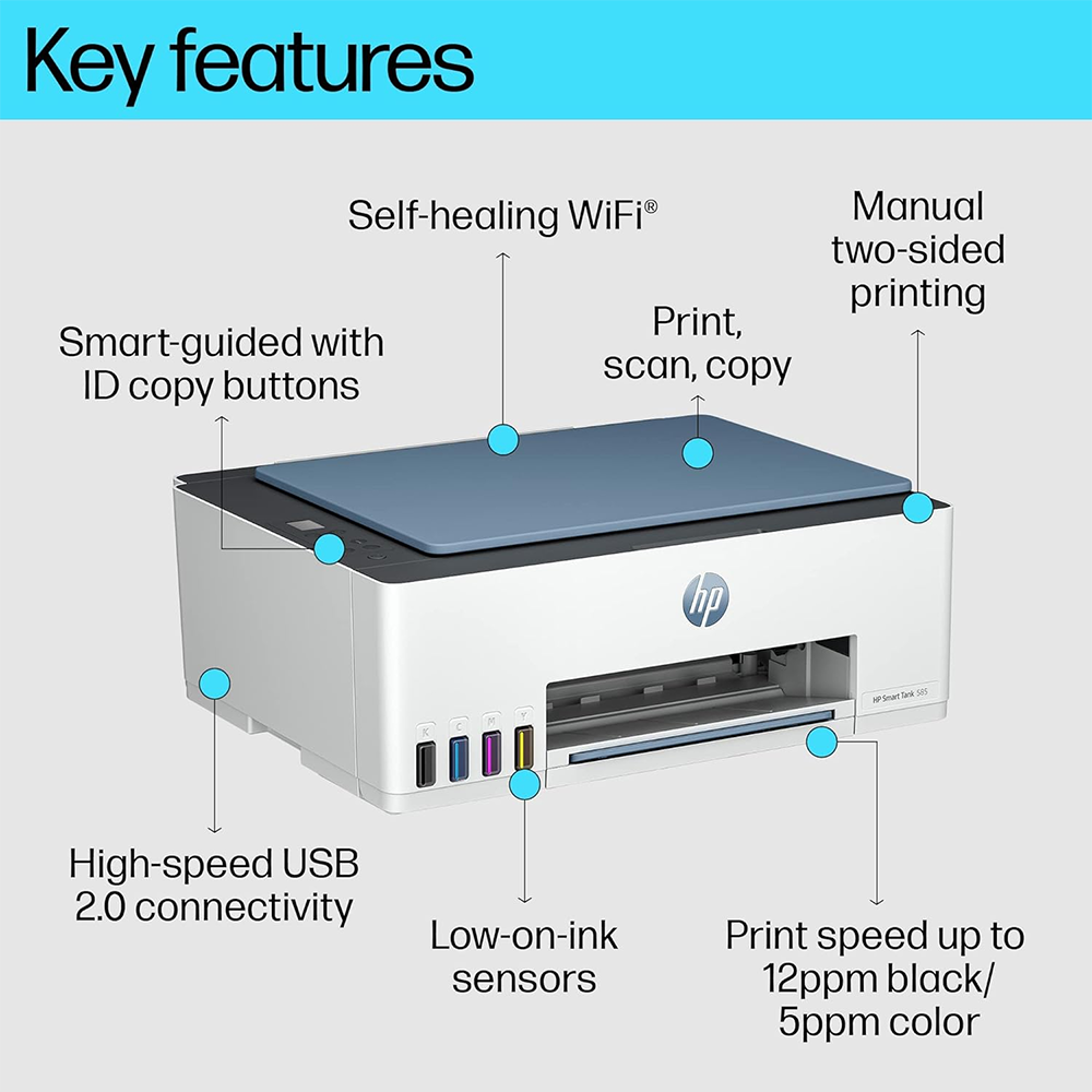 HP Smart Tank 585 WiFi AIO Printer (Ch) - Image 2