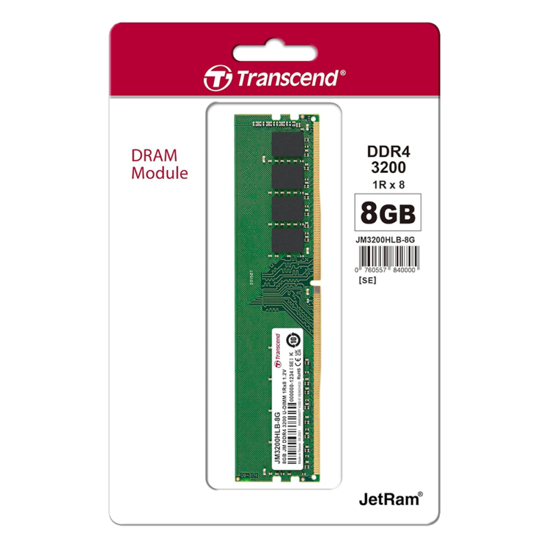 8 GB DDR4, 3200MHz, Desktop RAM, Transcend
