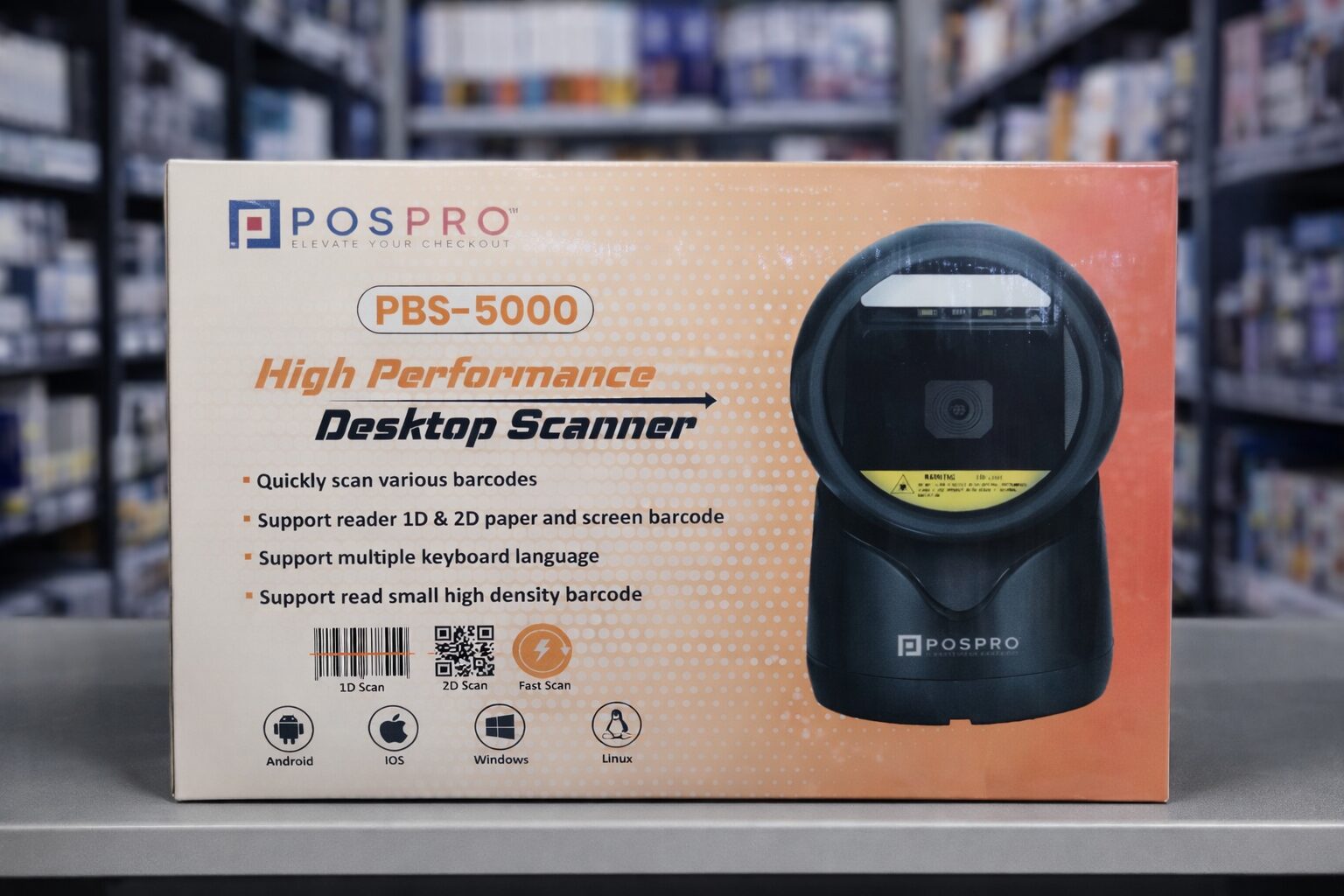 Posspro PBS-5000<br/>Desktop Barcode Scanner<br/>( 1D ~ 2D ~ QR )