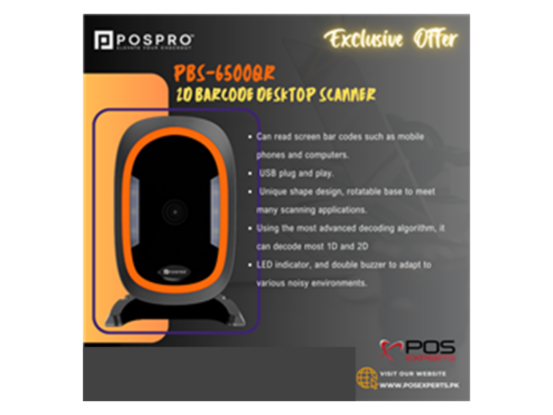 Posspro PBS-6500<br />Desktop Barcode Scanner<br />( 1D ~ 2D ~ QR ) - image 2