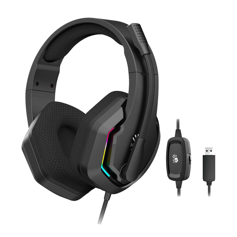 Bloody G260 Virtual 7.1 Surround Sound Gaming USB Headset – Black - Image 2