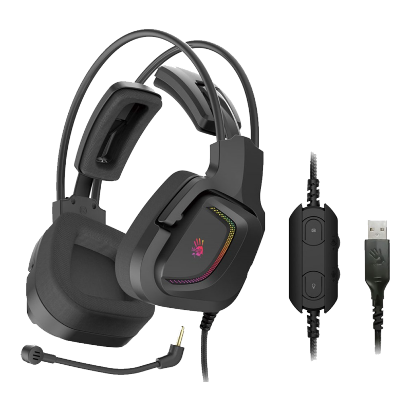 Bloody G575 Pro 7.1 Virtual Surround Sound RGB Gaming Headset - Black - Image 2