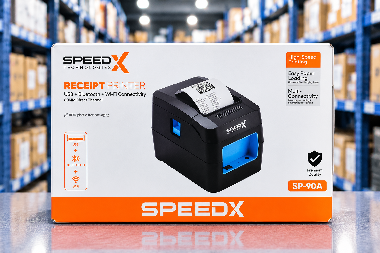 Speed X SP-90A<br/>Thermal Receipt Printer<br/>( USB + WIFI + Bluetooth)