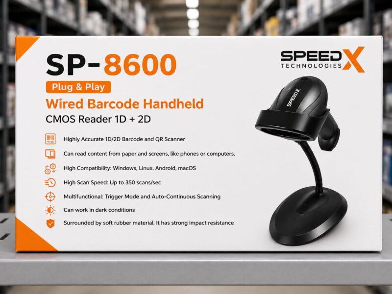 Speed X SP-8600<br />Barcode Scanner + Stand<br />( 1D ~ 2D ~ QR )