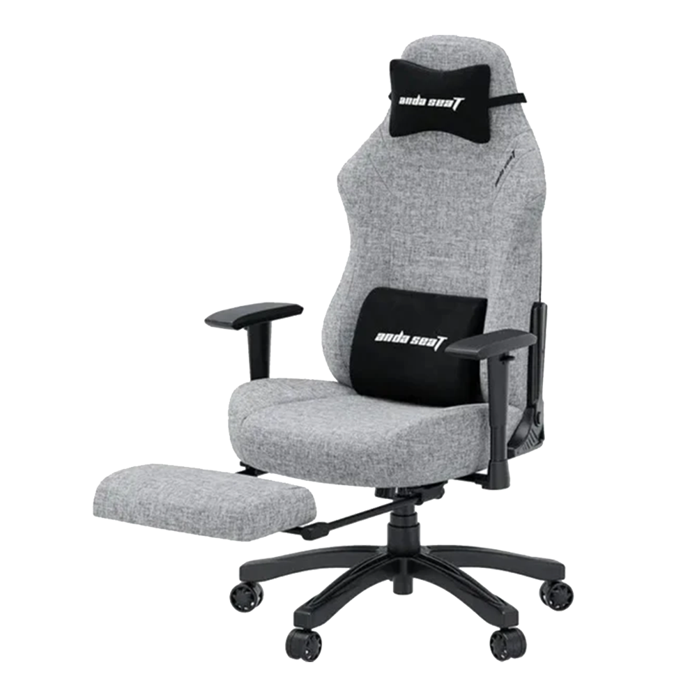AndaSeat Gaming Chair Luna Pro with Footrest (Grey Fabric) - Image 2