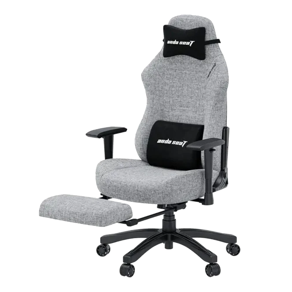 AndaSeat Gaming Chair Luna Pro with Footrest (Grey Fabric) - Image 2