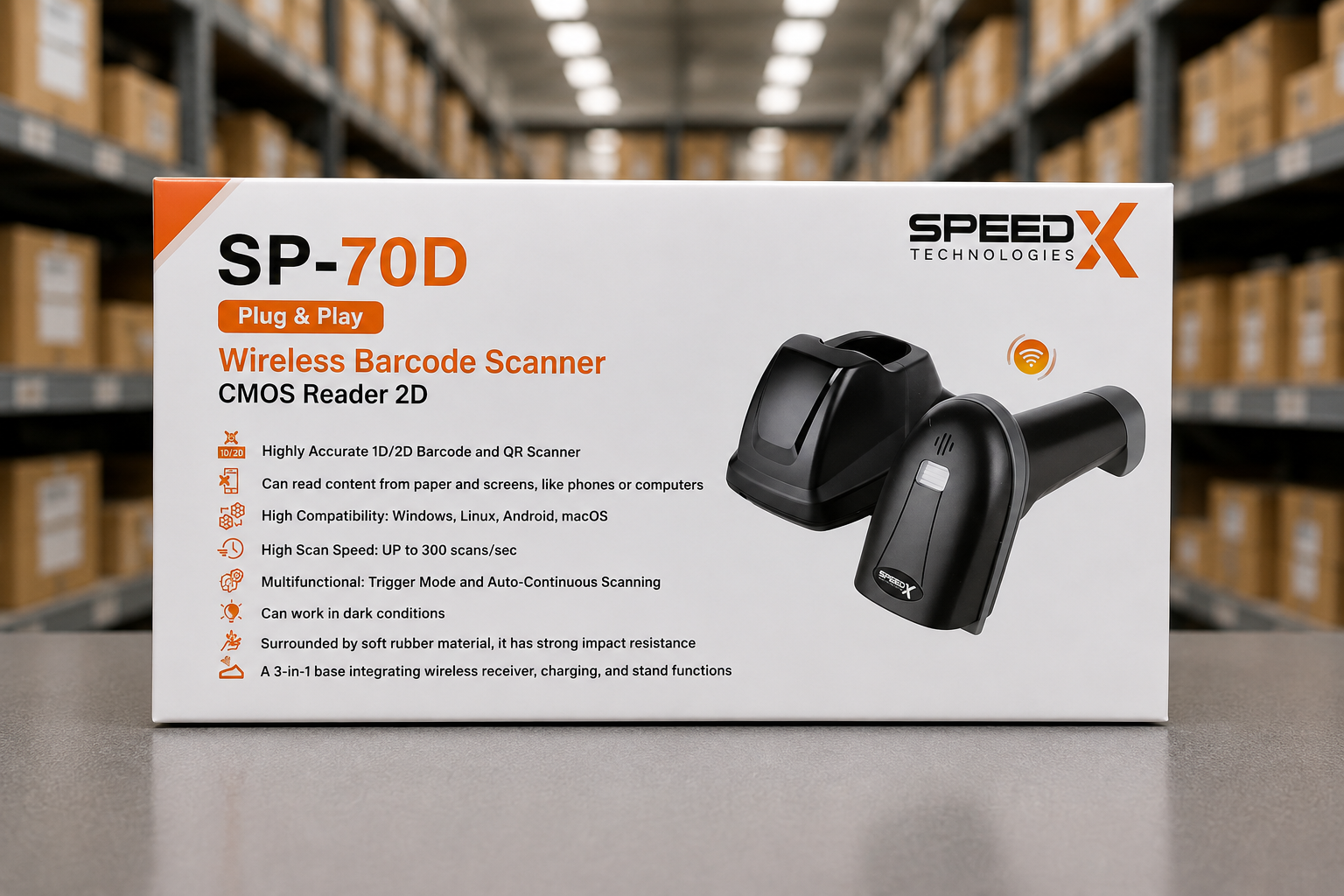 Speed X SP-70D<br/>Wireless Barcode Scanner<br/>( 1D ~ 2D ~ QR )