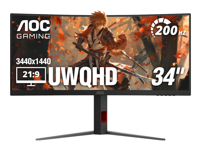 34” AOC CU34G4H, VA / UWQHD Curved Frameless Gaming Monitor - image 1