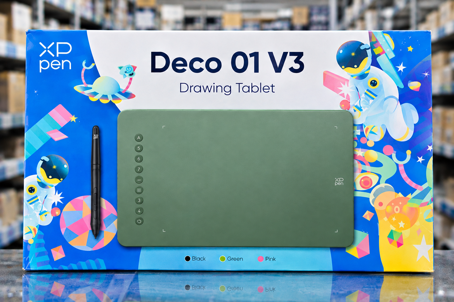 XP-Pen Deco 01 V3 Green<br/>Graphics Pen Tablet<br/>( 10″ x 6.25″ )