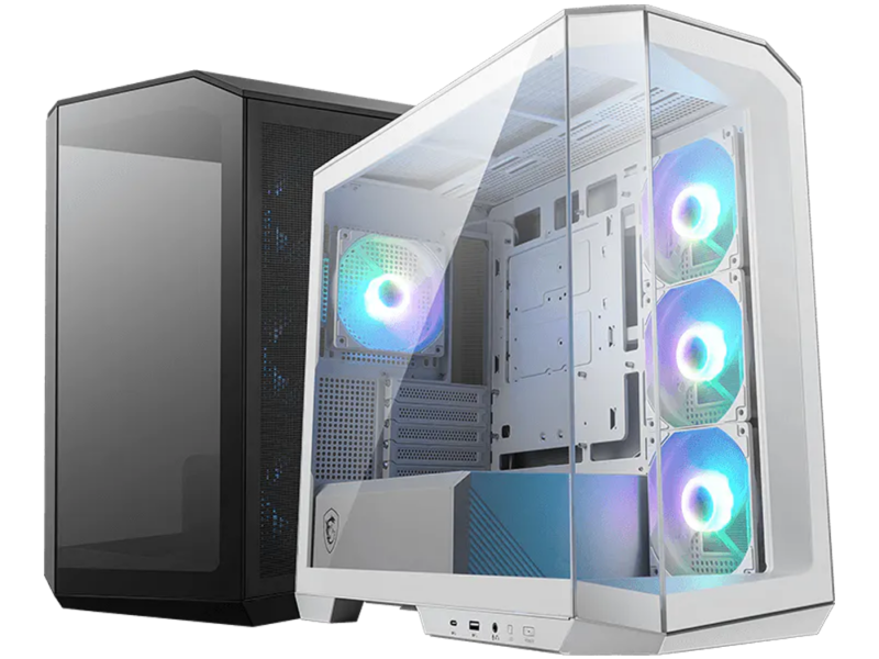 MSI Mag Pano M100R M-ATX Gaming Case – Black / White