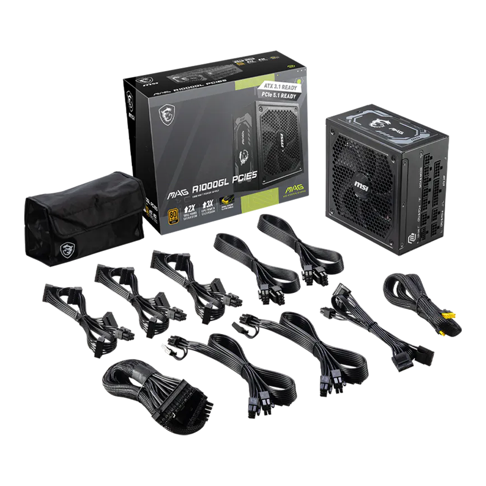 1000w MSI MAG A1000GL PCIE5 Power Supply 80+ (Gold) - Image 4