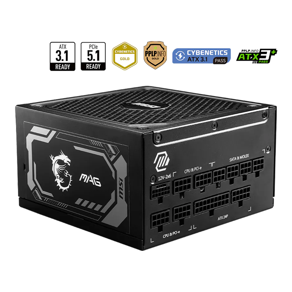 1250w MSI MAG A1250GL PCIE5 Power Supply 80+ (Gold)