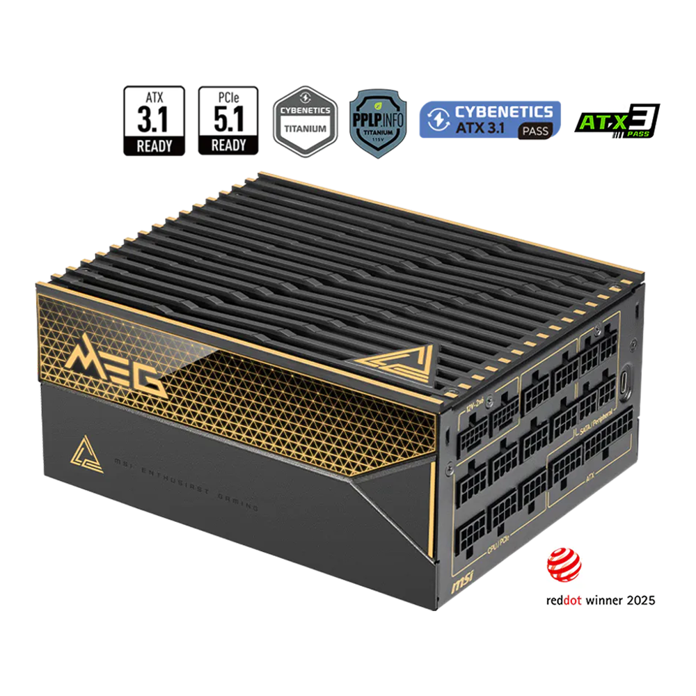 1600w MSI MEG Ai1600T PCIE5 Power Supply 80+ (Titanium)