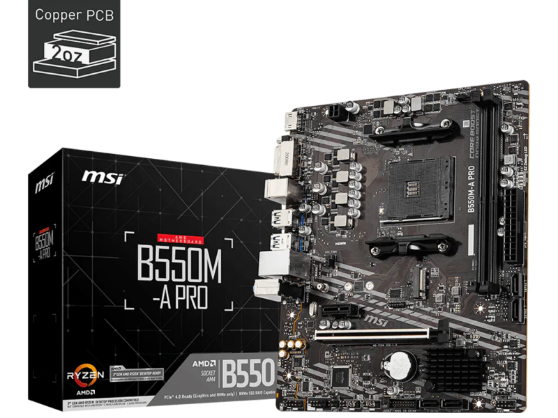 MSI B550M-A Pro Gen4, AMD AM4, Motherboard (DDR4)