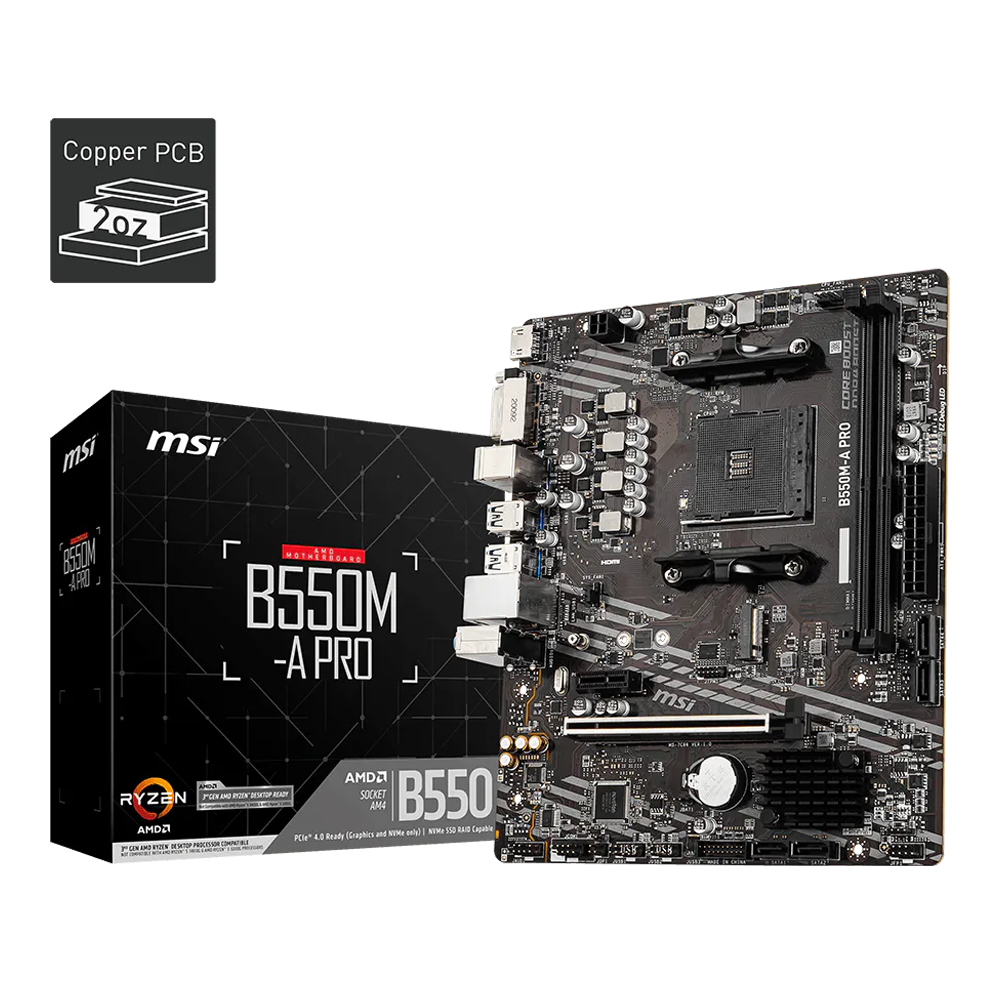 MSI B550M-A Pro Gen4, AMD AM4, Motherboard (DDR4)