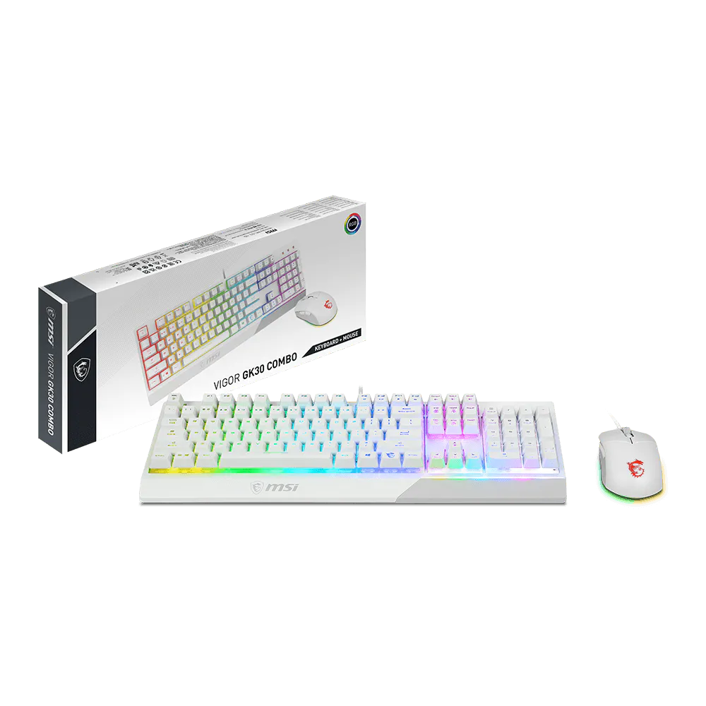 MSI Vigor GK30 Wired Gaming Combo Keyboard & Mouse (White) - Image 2