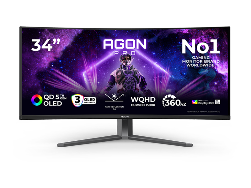 34” AOC Agon Pro AGP346UCSD WQHD 3-Sided Frameless QD-OLED Curved Gaming Monitor
