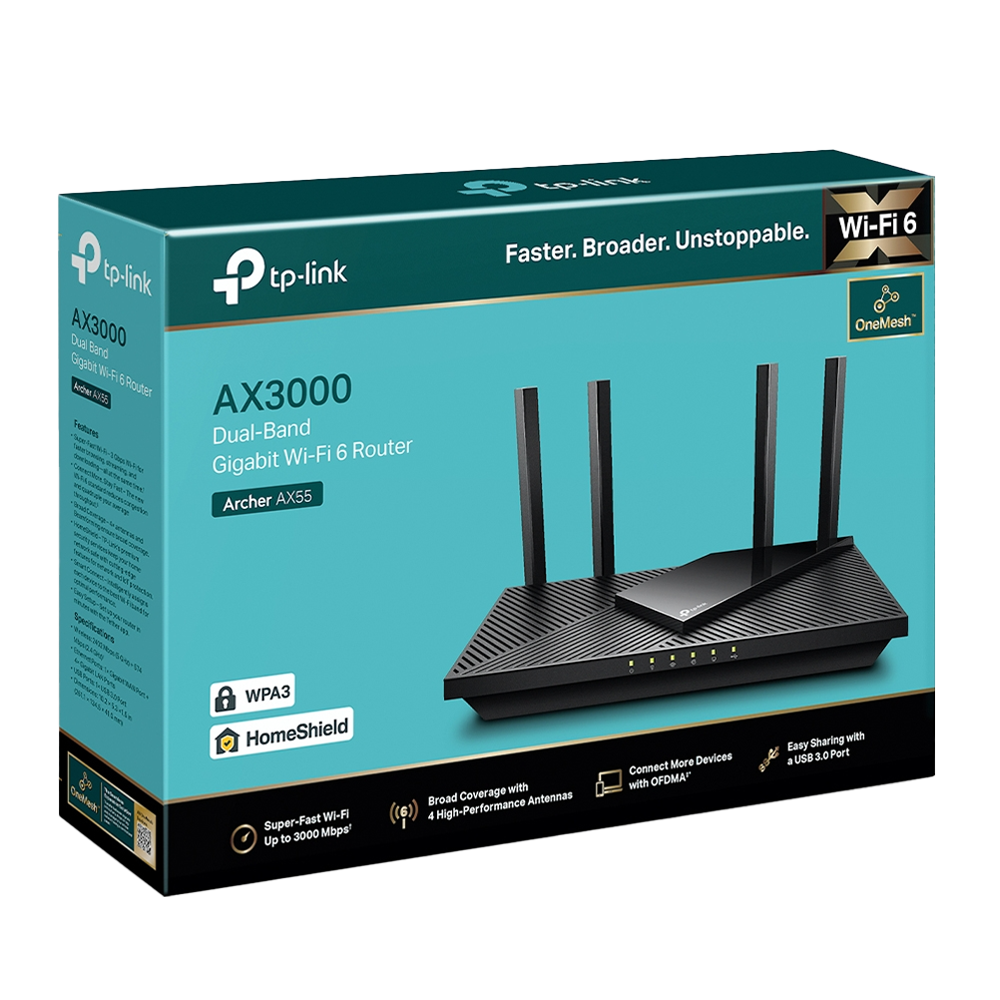 Tp-Link Archer AX55, AX3000 Dual Band Gigabit Wi-Fi 6 Router