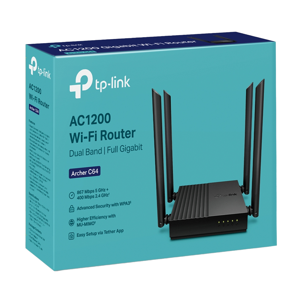 Tp-Link Archer C64, AC1200 Wireless MU-MIMO Gigabit Router