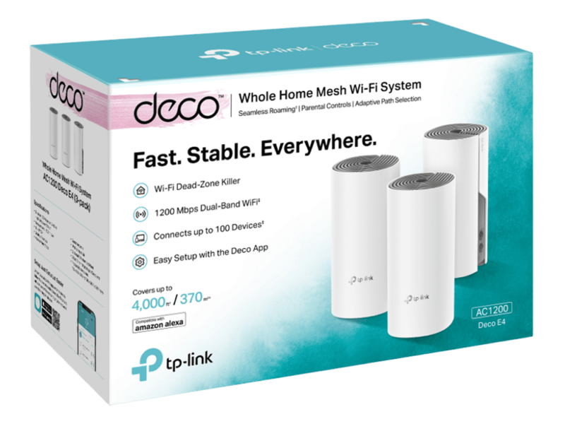 TP-Link Deco E4 AC1200 Whole Home Mesh Wi-Fi System (3-Pack)