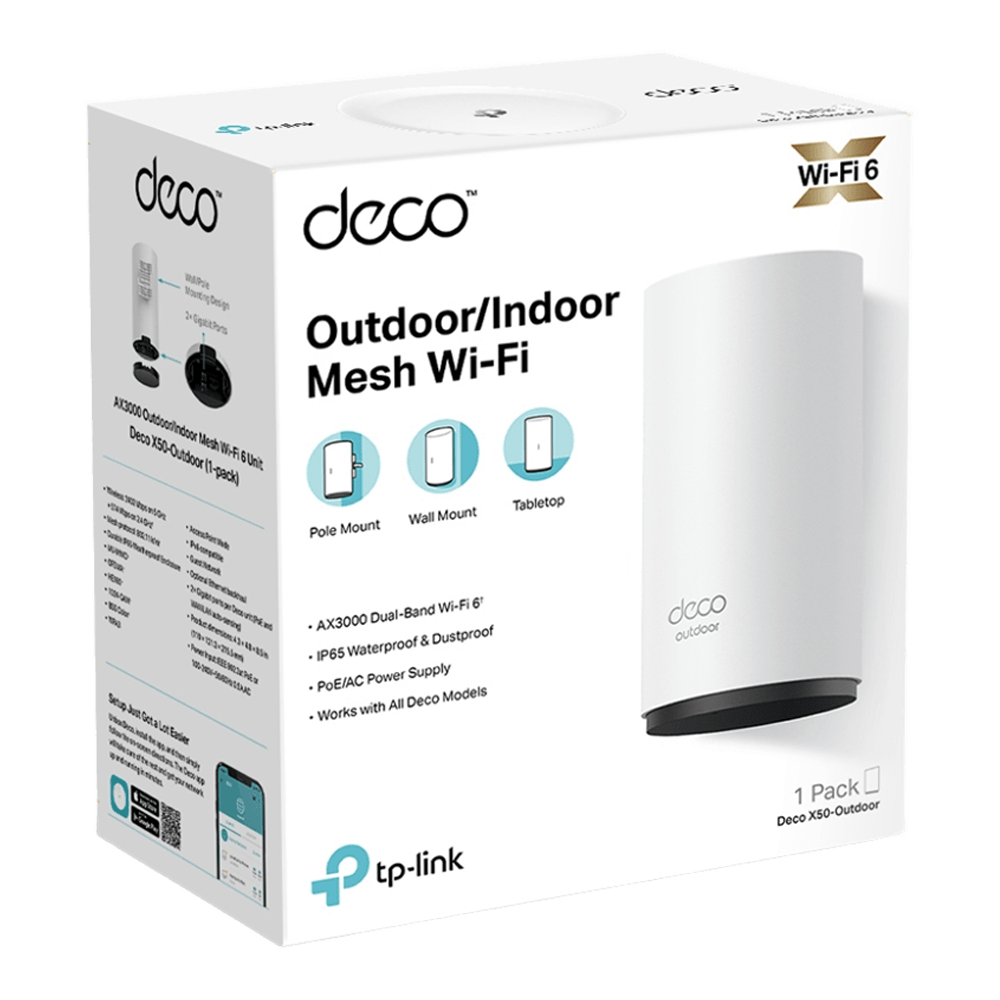 TP-Link Deco X50 AX3000 Outdoor Whole Home Mesh Wi-Fi 6 System (1-Pack)