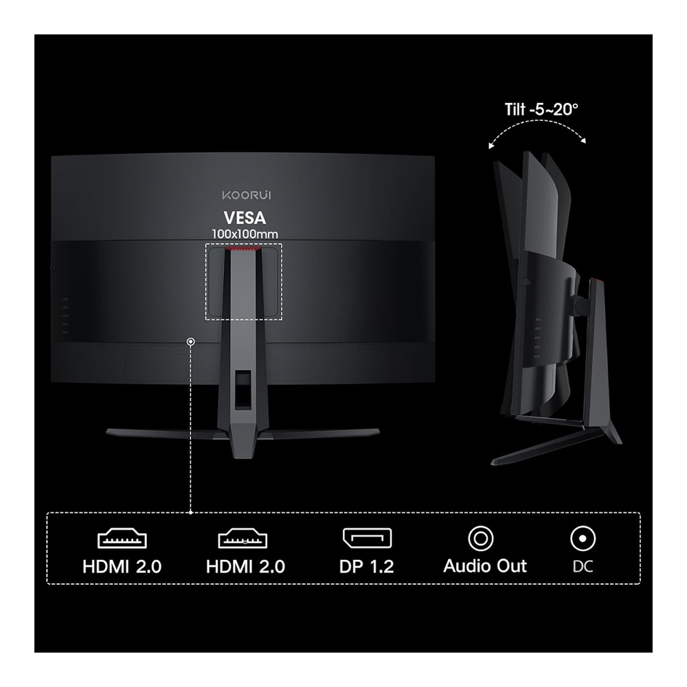 32″ Koorui G3221SC QHD 170Hz VA Curved Gaming Monitor - Image 3