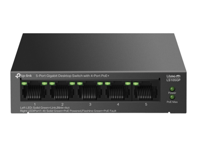 TP-Link LS105GP 5-Port Gigabit Desktop Switch with 4-Port PoE+ - image 4