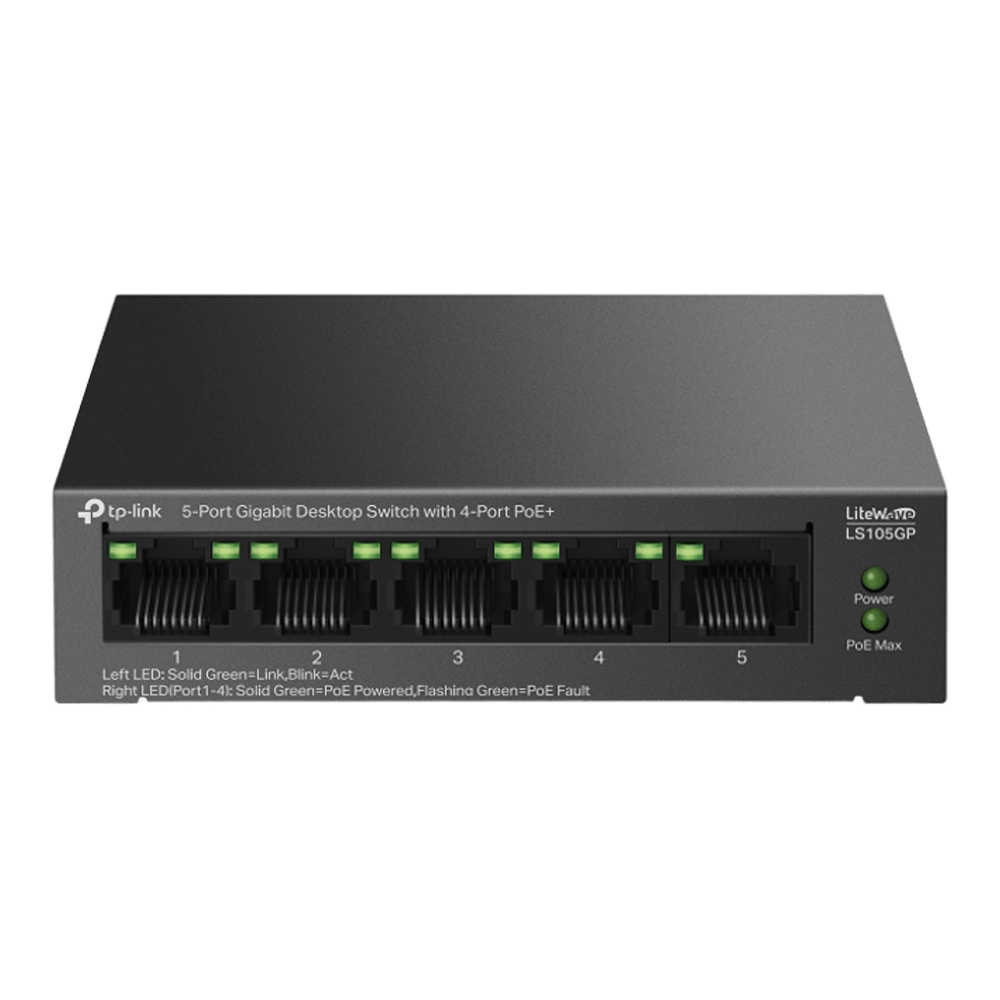 TP-Link LS105GP 5-Port Gigabit Desktop Switch with 4-Port PoE+ - Image 4