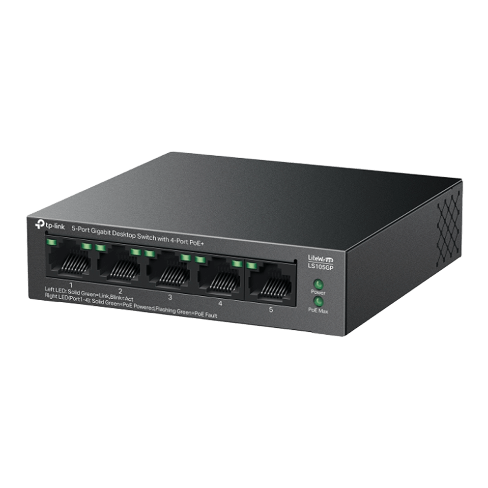 TP-Link LS105GP 5-Port Gigabit Desktop Switch with 4-Port PoE+ - Image 2