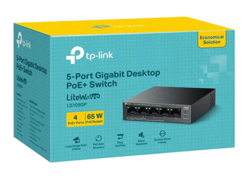 TP-Link LS105GP 5-Port Gigabit Desktop Switch with 4-Port PoE+