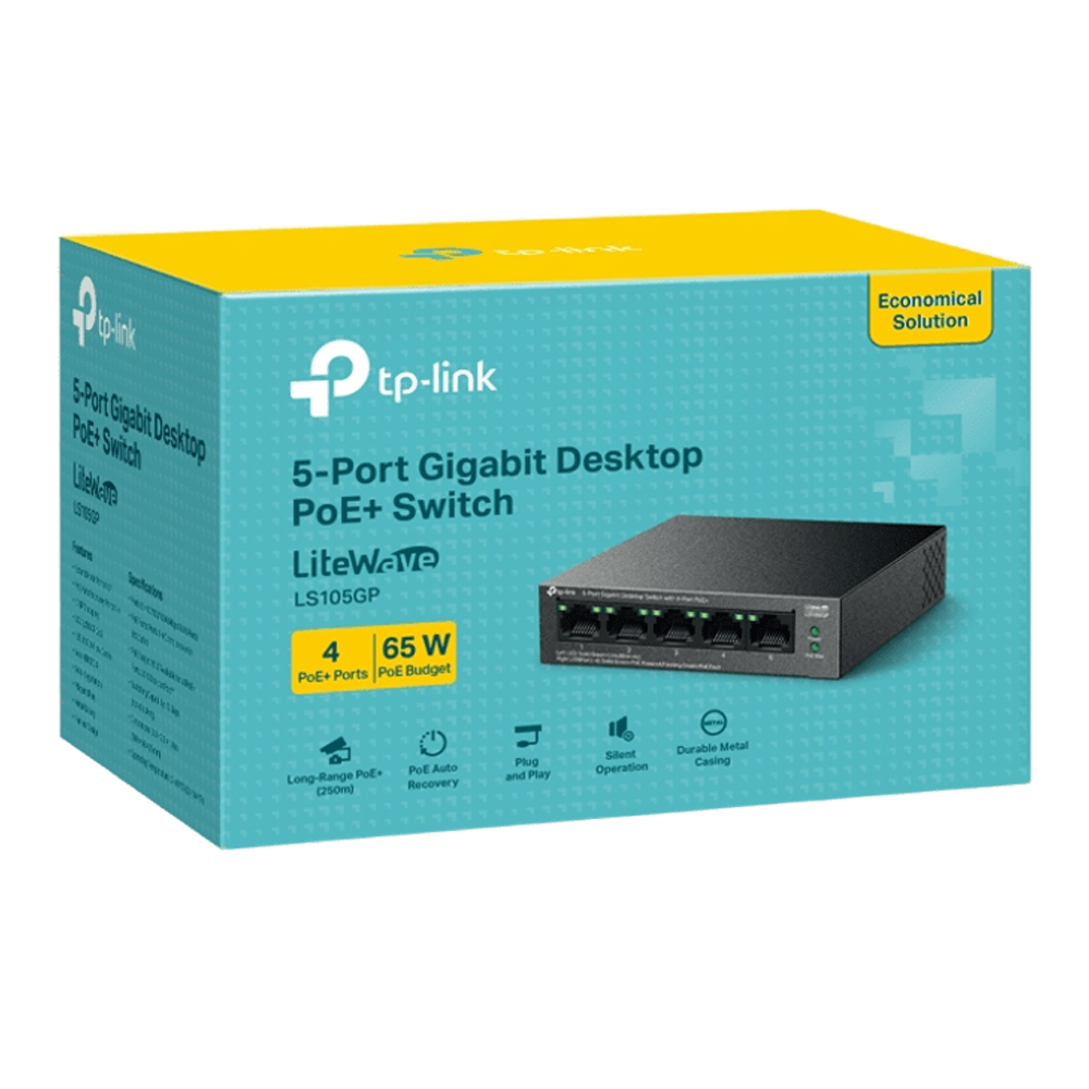 TP-Link LS105GP 5-Port Gigabit Desktop Switch with 4-Port PoE+
