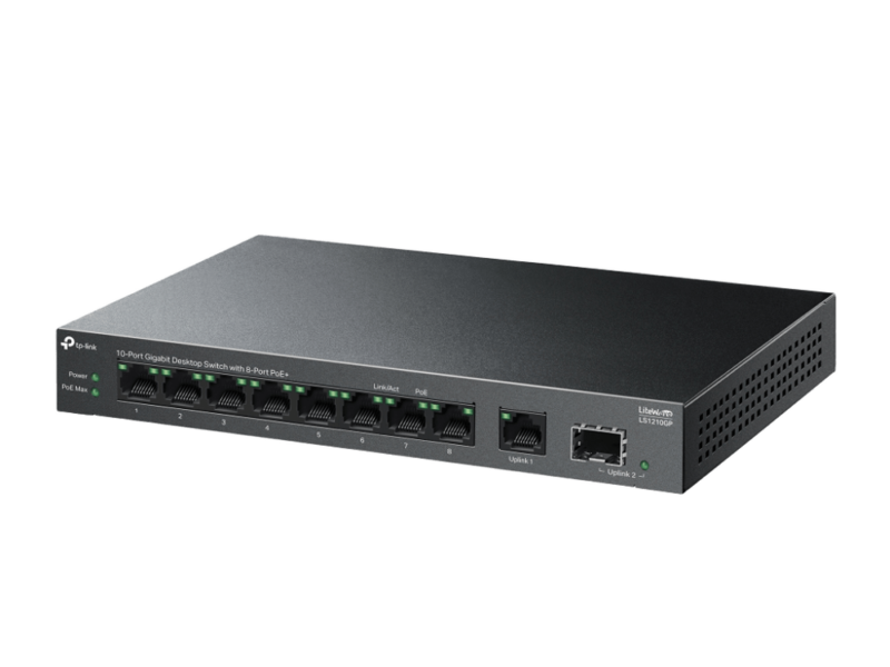 TP Link LS1210 10-Port Gigabit Desktop Switch with 8-Port PoE+ - image 2