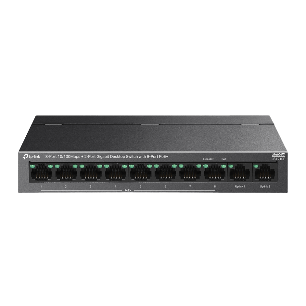 TP-Link LS1210P 8-Port 10/100Mbps+2-Port Gigabit Desktop Switch with 8-Port PoE+