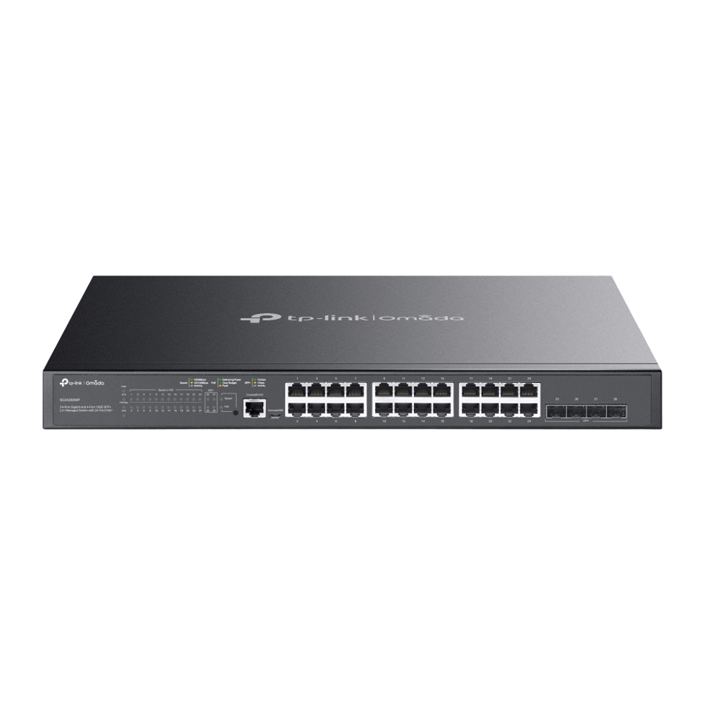 TP-Link SG3428XMP Omada 24-Port Gigabit and 4-Port 10GE SFP+ L2+ Managed Switch with 24-Port PoE+