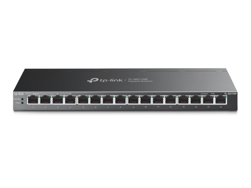 Tp-Link TL-SG116P 16-Port Gigabit Desktop Switch with 16-Port PoE+