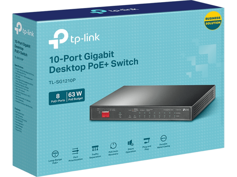 TP-Link TL-SG1210P 10-Port Gigabit Desktop Switch with 8-Port PoE+